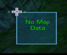 Closeup of map, showing No Map Data message, shrinking down to nothing